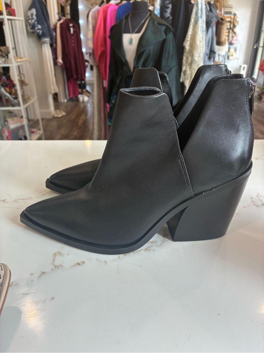 Vince Camuto Women’s Black Pointed Toe Ankle Booties